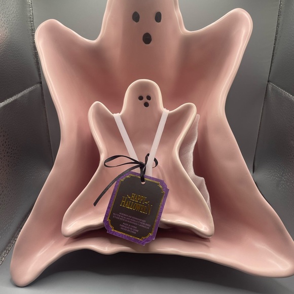 Global Design Concepts Happy Halloween Set Of 2 Pink Ghost Bowls AND Large Bowl - Picture 2 of 3